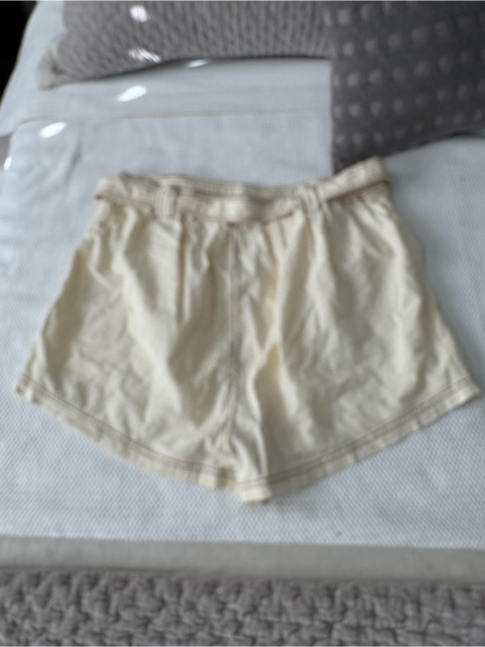 Free People Cream High-Waist Relaxed Shorts